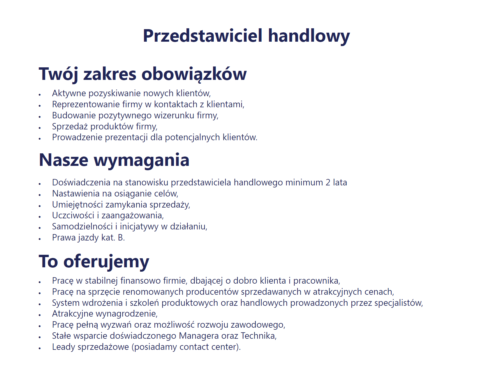 Ogłoszenie przygotowane przez Klienta