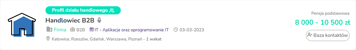 Przykład oferty z profilem działu handlowego